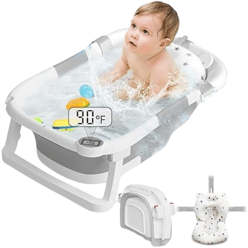 Collapsible-Baby-BathtubBaby-Bath-Tub-with-Soft-Cushion-Thermometer